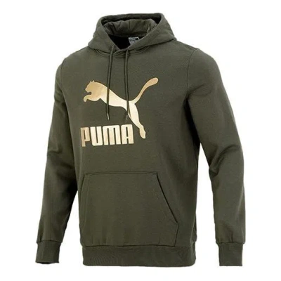 Puma Classics Bronzing Logo Printing Sports Olive Green