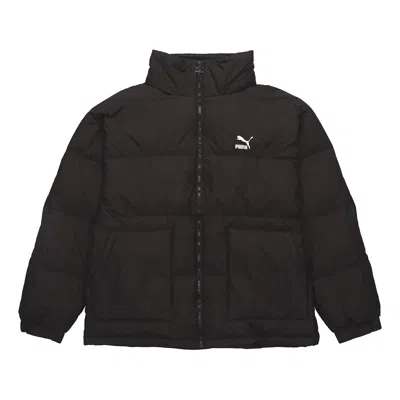 Puma Classics Down Puffer Jacket 'black White' In Blue