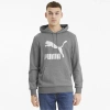Puma Classics French Terry Logo Men's Hoodie In Medium Gray Heather
