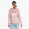 Puma Classics Hoodie Women's Lotus Cotton Logo Long Sleeve Pullover Gbo122 In Pink