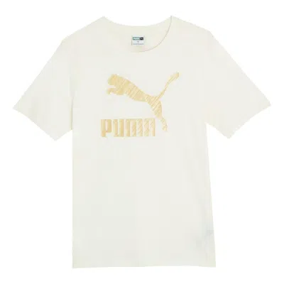 Puma Classics Logo T-shirt 'white' In Neutral