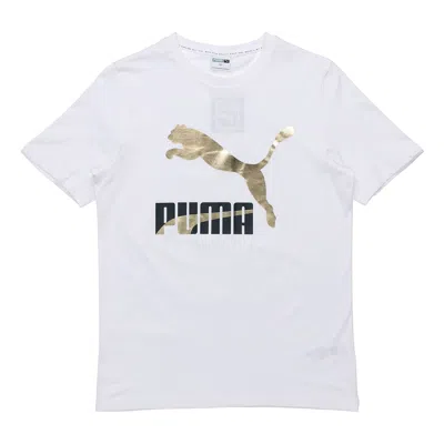 Puma Classics Logo T-shirt 'white Gold Black'