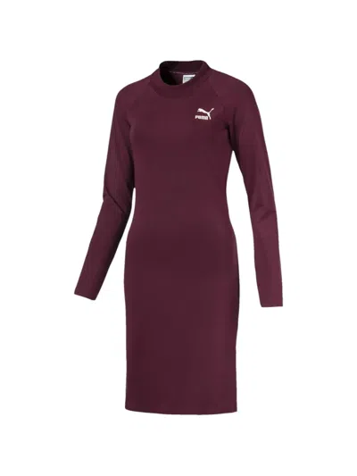 Puma Classics Long-sleeved Mini Dress In Red