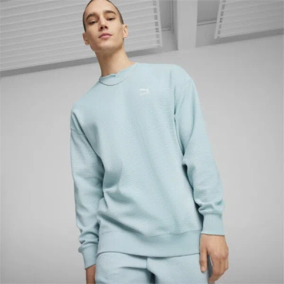 Puma Classics Men's Waffle Sweatshirt In Turquoise Surf