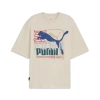 Puma Classics Play Loud Overlay Logo Men's T-shirt In Alpine Snow