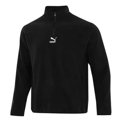 Puma Classics Polar Fleece Hz Crew Casual Sports Fleece Lined Stand Collar Knit Black