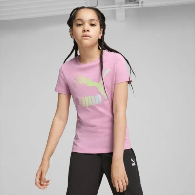 Puma Classics Shiny Logo Big Kids' T-shirt In Mauved Out