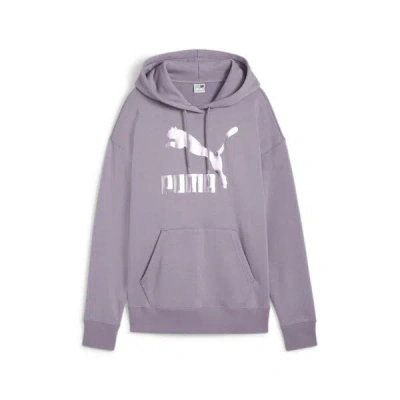 Puma Classics Shiny Logo Women's Hoodie In Pale Plum