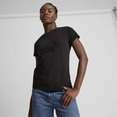 Puma Classics Shiny Logo Women's T-shirt In Black
