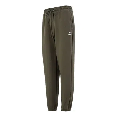 Puma Classics Small Logo Trousers 'olivegreen' In Green