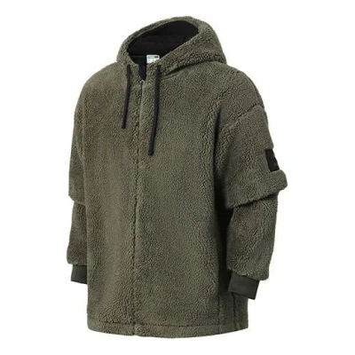 Puma Classics Winter Sherpa Hoodie Jacket 'olivegreen' In Neutral