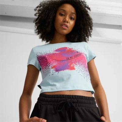 Puma Classics Women's Baby T-shirt In Turquoise Surf