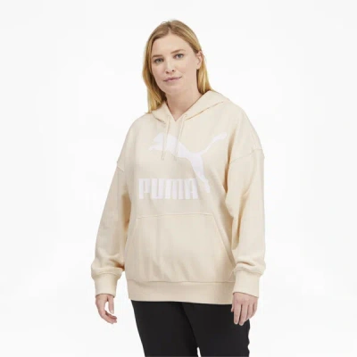 Puma Classics Women's Logo Hoodie Pl In Eggnog- White