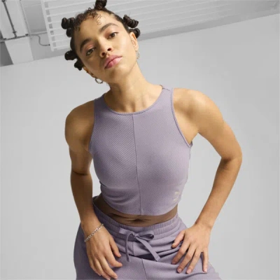 Puma Classics Women's Ribbed Crop Top In Pale Plum
