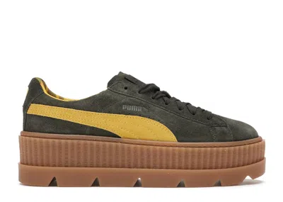 Pre-owned Puma Cleated Creeper Rihanna Fenty Suede Green (women's) Sneakers In Rosin/lemon/vanilla Ice