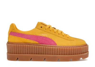 Pre-owned Puma Cleated Creeper Rihanna Fenty Suede (women's) Sneakers In Lemon/carmine Rose/vanilla Ice