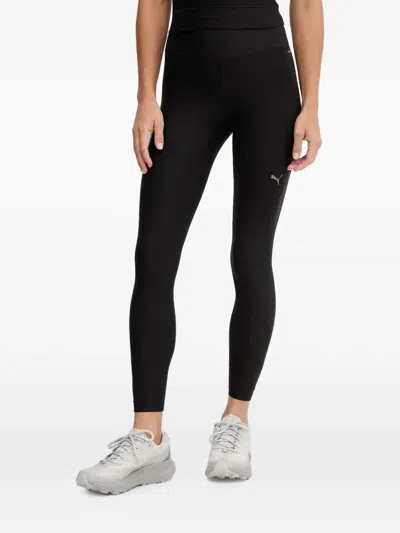 Puma Cloudspun Logo-print Leggings In Black