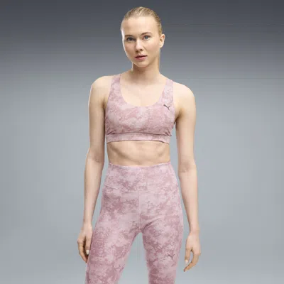 Puma Cloudspun Printed Sports Bra Women In Pink