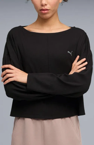 Puma Cloudspun Rib Slouch T-shirt In Black