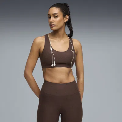 Puma Cloudspun Ultra Soft Women's Mid Impact Sports Bra In Brown