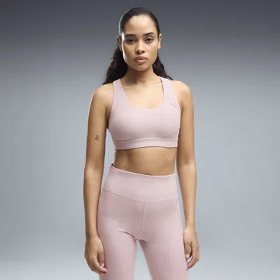 Puma Cloudspun Ultra Soft Women's Mid Impact Sports Bra In Pink