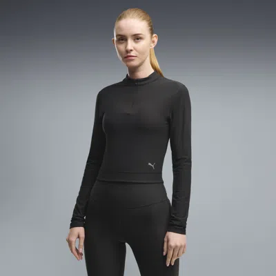 Puma Cloudspun Ultra Soft Women's Quarter-zip Training Top In Black