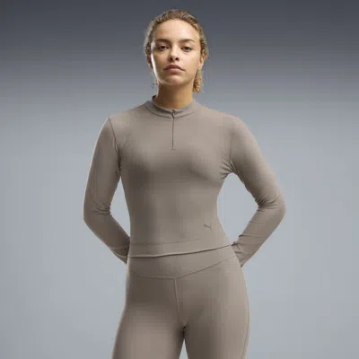 Puma Cloudspun Ultra Soft Women's Quarter-zip Training Top In Gray