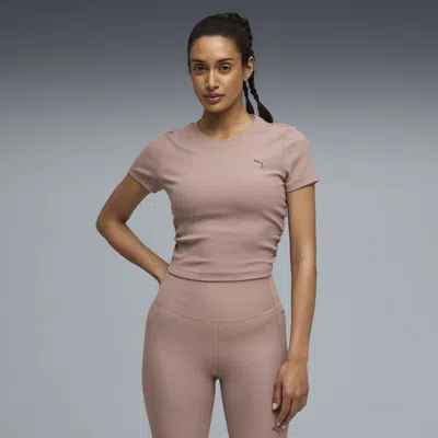 Puma Cloudspun Ultra Soft Women's Ribbed Crop Training T-shirt In Neutral