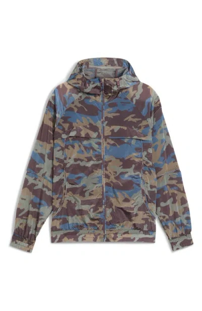 Puma Clrt Camo Hooded Zip Jacket In Gray