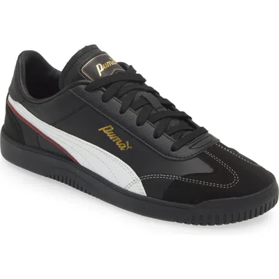 Puma Club 5v5 Class Act Low Top Sneaker In  Black- White-gold