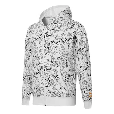 Puma Club All Over Print Full Zip Hoodie Jacket 'white' In Gray