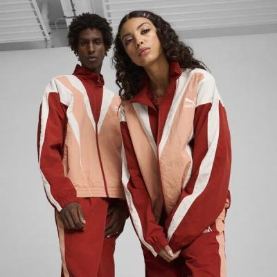 Puma Club De Course Track Jacket Unisex In Deeva Peach-mars Red