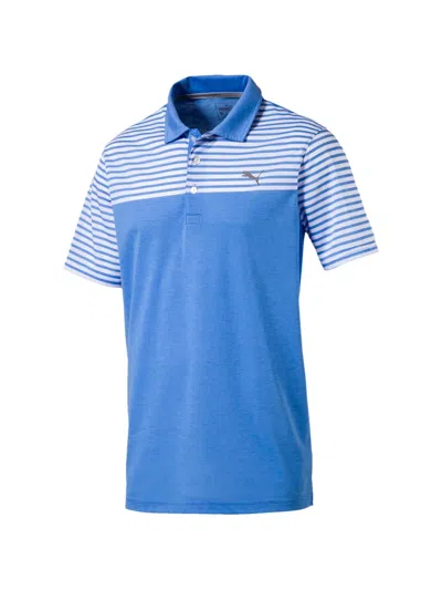 Puma Clubhouse Striped Polo Shirt In Blue
