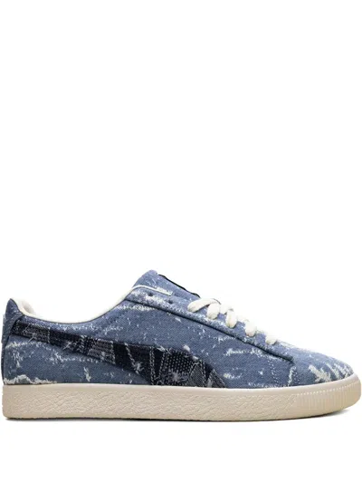 Puma Clyde "faded Denim/frosted Ivory" Sneakers In Blue