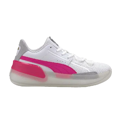 Pre-owned Puma Clyde Hardwood Jr 'pink Glow' In White