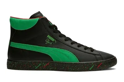 Pre-owned Puma Clyde Mid Elf In  Black/bright Green