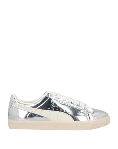 Puma Clyde Woman Sneakers Silver Size 7.5 Leather