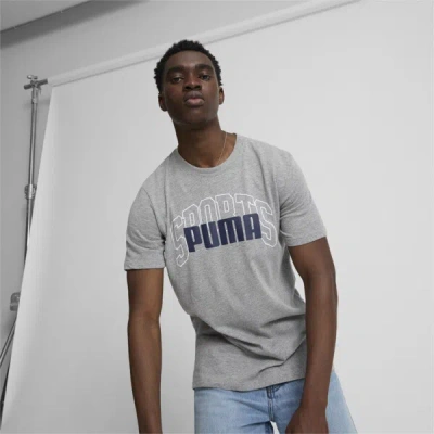 Puma Collegiate Logo Men's T-shirt In Medium Gray Heather