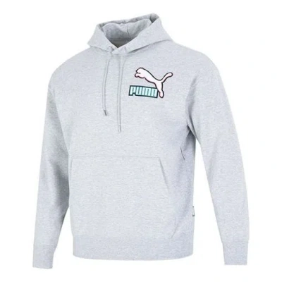 Puma Colorblock Fandom Logo Hoodie 'grey' In Gray