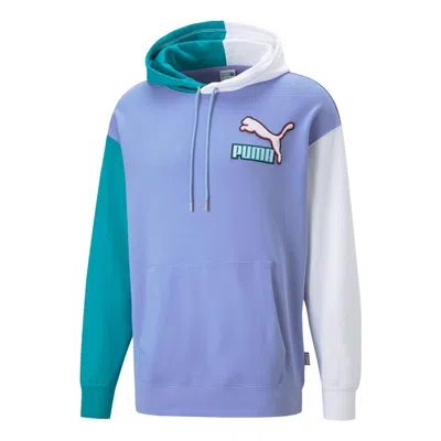 Puma Colorblock Fandom Logo Hoodie 'purple' In Blue
