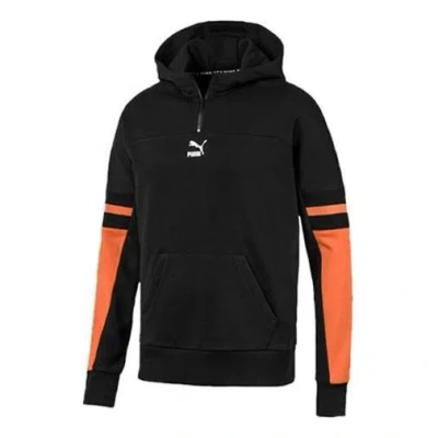 Puma Colorblocked Half Zip Hoodie 'black Orange White'