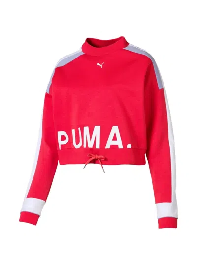 Puma Colourblock Chase Crop Top In Red