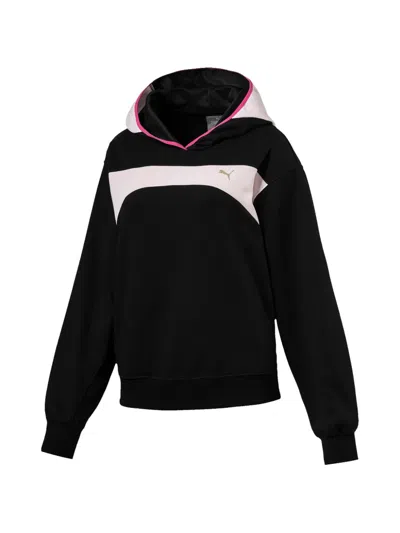Puma Colour-block Logo-print Hoodie In Black