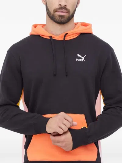 Puma Colour-block Logo-print Hoodie In Black
