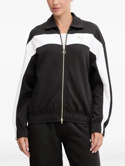 Puma Colour-block Zip-up Jacket In Black