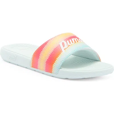 Puma Cool Cat 2.0 Slide Sandal In Orange Glo- White