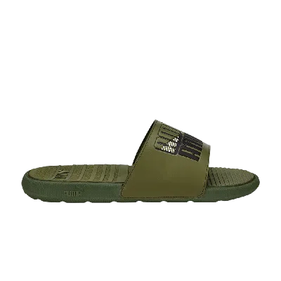 Pre-owned Puma Cool Cat Power Slide 'burnt Olive' In Green