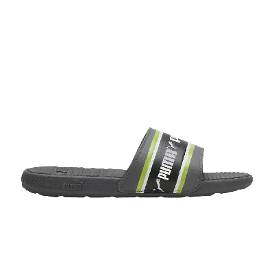 Pre-owned Puma Cool Cat Slide 'stripe Repeat - Castlerock Limepunch' In Black