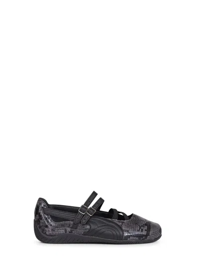 Puma Cool Dark Grey Speedcat Snake Print Ballet Flats-like Sneakers In Black