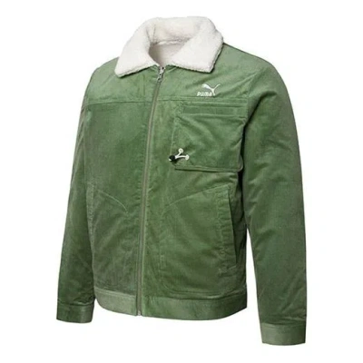 Puma Cord Embroidered Logo Reversible Corduroy Jacket Green